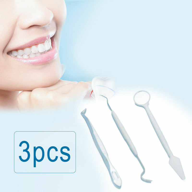 3Pcs Dental Instruments Mouth Mirror Probe Tweezers Tooth Teeth Clean Hygiene