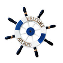 32cm Beach Wooden Boat Ship Steering Wheel Welcome Board Home Wall Decor