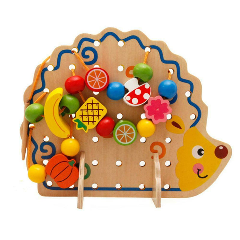 Wooden Fruits Lacing Stringing Beads Toys Hedgehog Fruit String Beads Boar