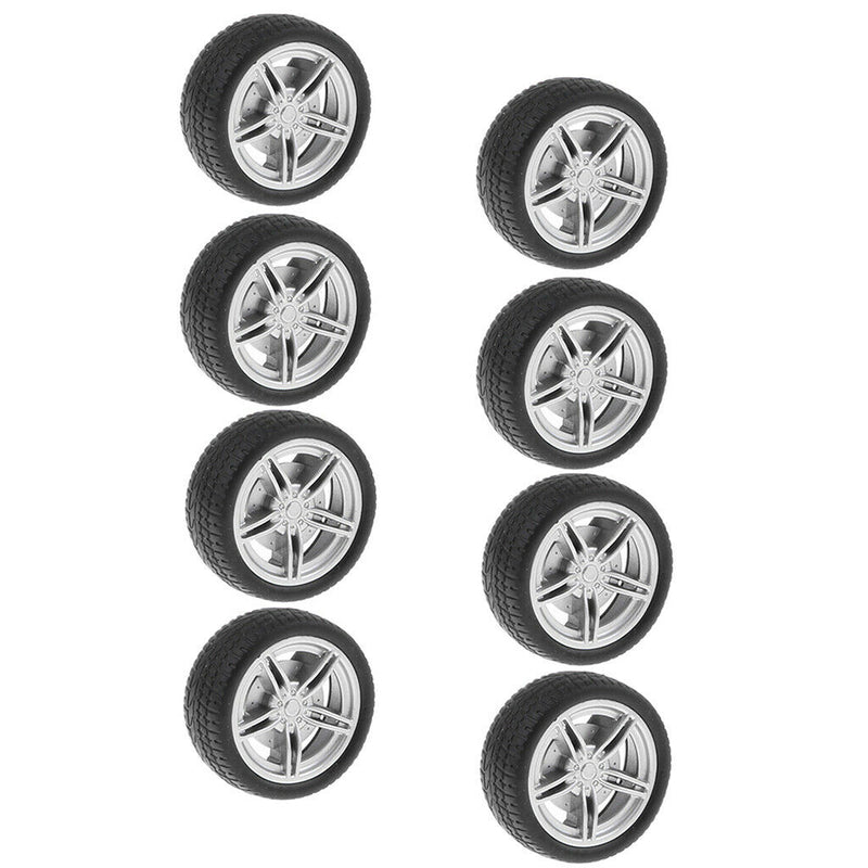 10pcs 1.9mm Shaft Plastic Wheel & 30mm Dia Rubber Tire Spare Parts for DIY Robot