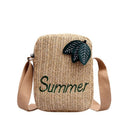 Summer Straw Square Bucket Backpack Zipper Design Women Straw Handbags Bags I7X8