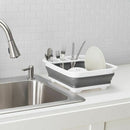 Easy Storage Collapsible Dish Rack and Drainer with Cutlery Holder S1H9
