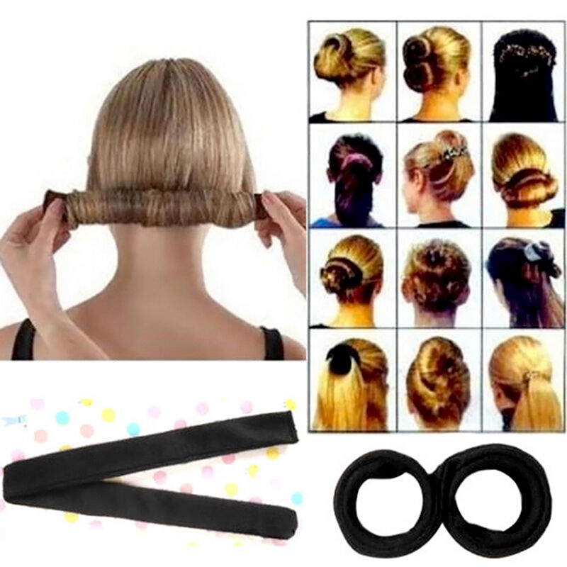 Fashion Women DIY Hair Styling Donut Former Foam French Twist Magic Bun Maker .