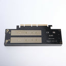 Cooler Heatsinks w/ Fan Dual M2 SSD NVME /SATA to PCIe x4 Adapter Card Durable