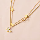 Double Layer Necklace Women Butterfly Pendant Alloy Clavicle Chain Jewelry