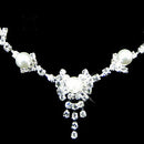 Women's Jewelry Set Bridal Wedding Bow Tassel Pearls Crystal Rhinestone Nec