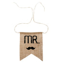 Mr Mrs Burlap Wedding Banner Chair Flag Bunting Rustic Sign Decorations