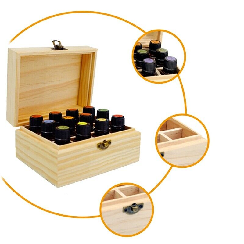 12 Grids Wooden Aromatherapy Essential Oil Excellent 5-15ml Decorative Pine N6S7