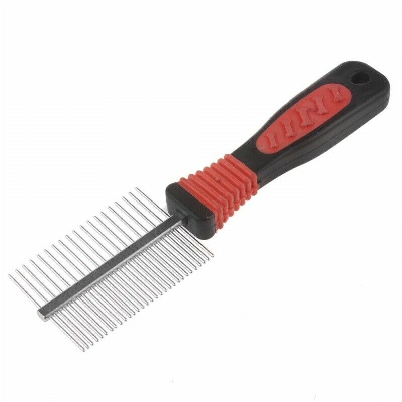 Dog Cat Pet Metal Handle Double Side Teeth Brush Grooming Comb Rake Tool Re B3T9