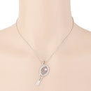 Tennis Racquet Racket & Crystal Ball Charm Pendant Necklace Sports Jewelry