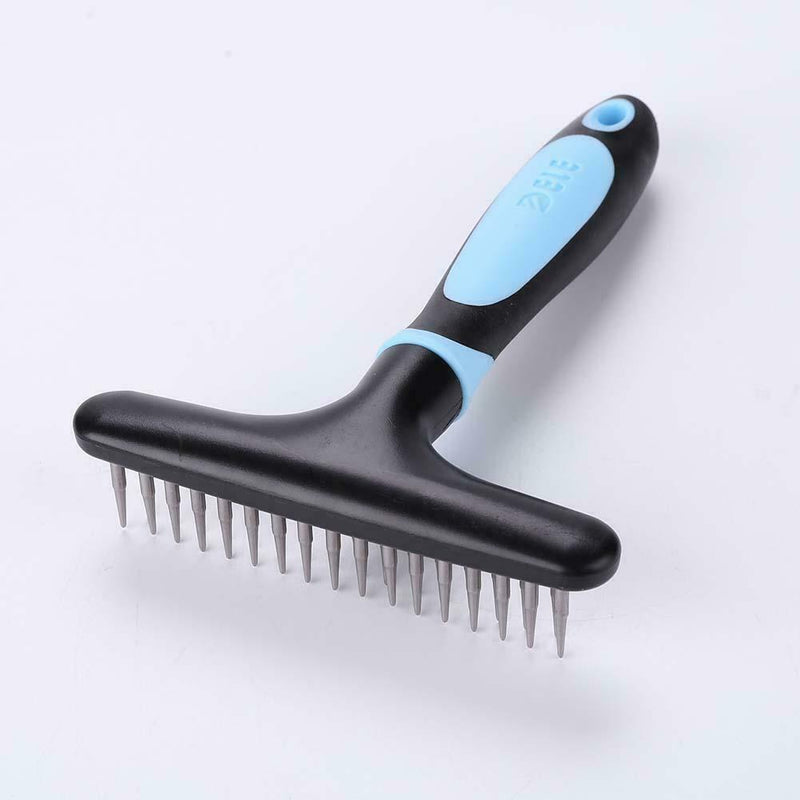 Double Row Stainless Steel Pins Dog Rake Deshedding Dematting Brush Comb