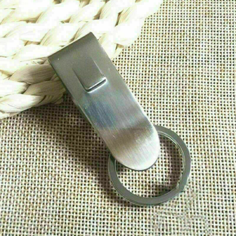 Stainless Steel Leather Detachable Keychain Belt Clip Key Ring Holder Gift V6N7