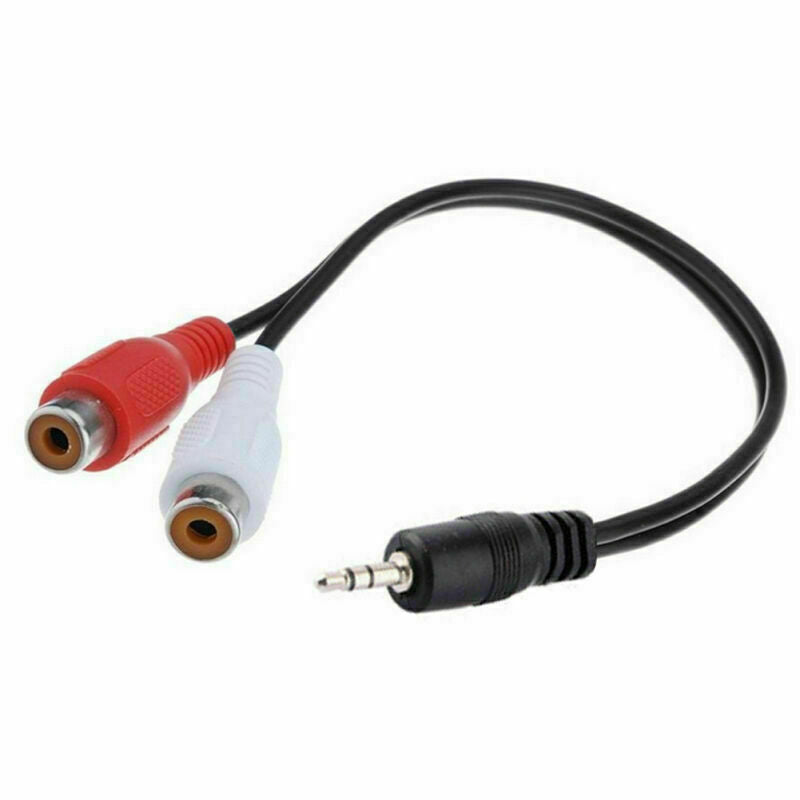 3.5mm 1/8" Stereo Female to 2 Male RCA Jack Adapter Y Cable Splitter-