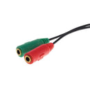 8" Black PVC 3.5mm Headphone Female to Dual Male Audio Splitter Connector