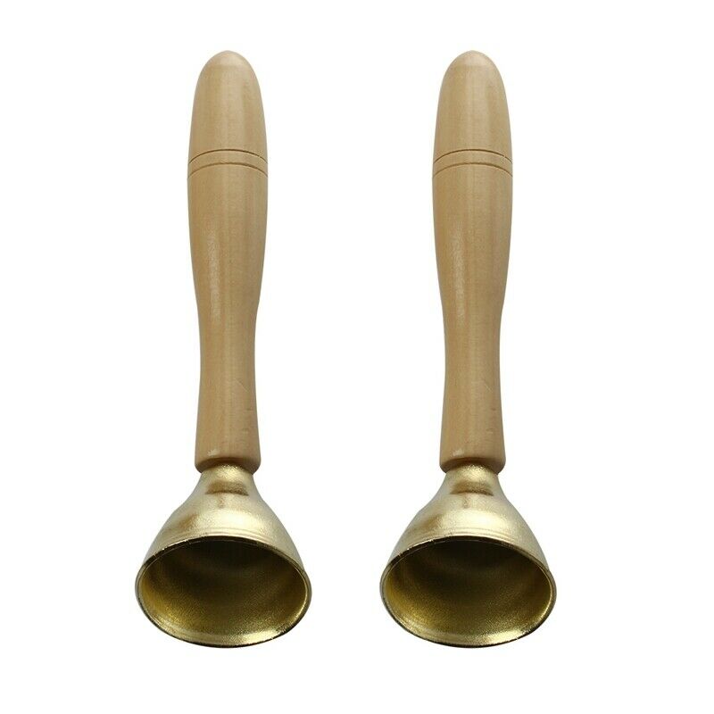 2 pieces mini Golden Bell musical toys for children with a wooden handle J9P1