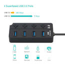 1Pc New Black 4 Ports USB 3.0 Hub Splitter AC Power Adapter For PC 5Gb ECK