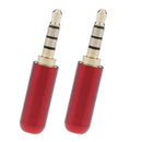 2Pcs 3.5mm 1/8" Male Jack Mini Red Audio Plug Male Stereo Adaptor DIY Soldering