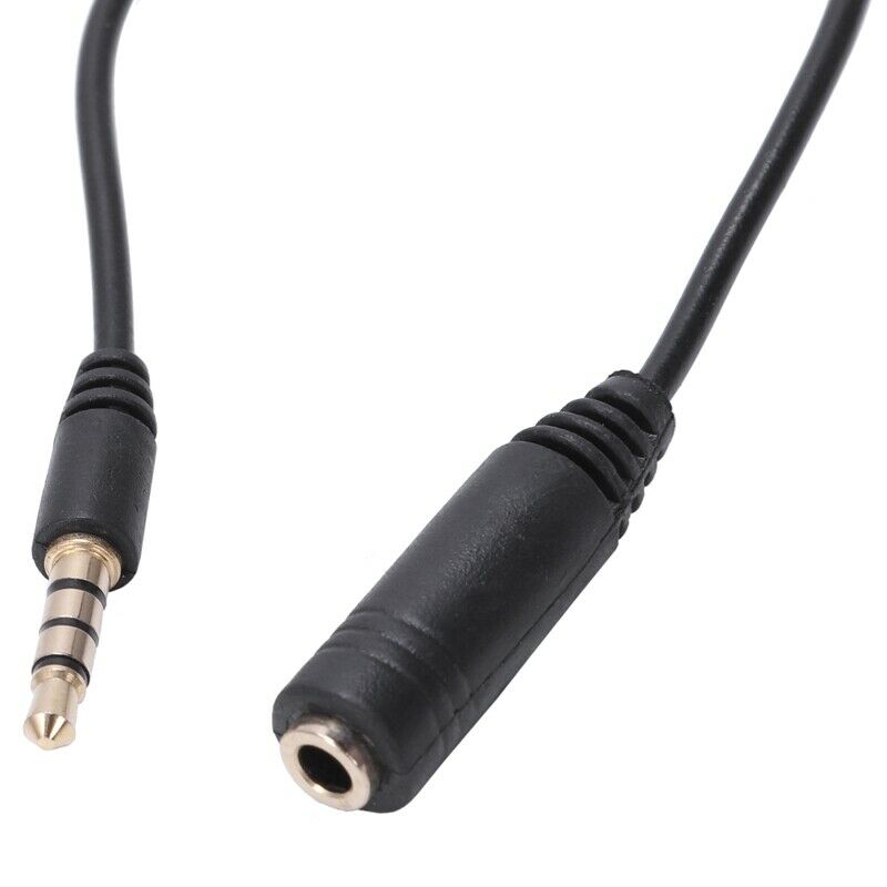 3.5mm Male to 3.5mm Female 4 Pole Adapter Converter Audio Cable Black X2B3