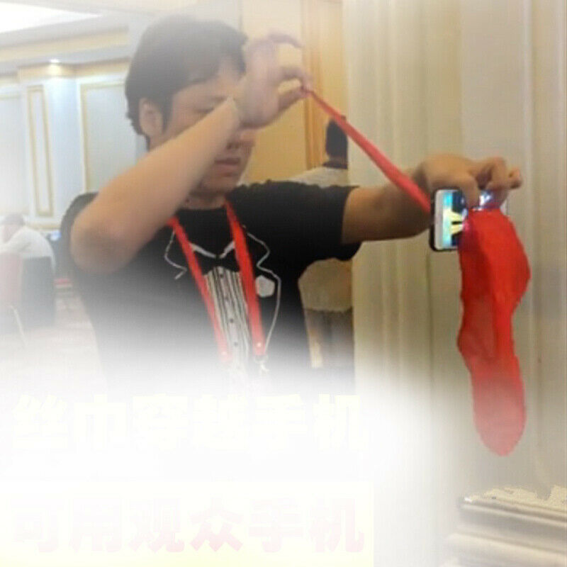 1pc Red Silk Thru Phone by Jeimin Lee Close-Up Street Magic Trick Show Prop Tool