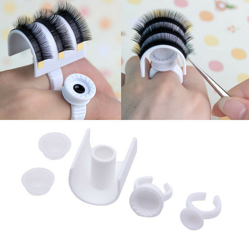 5pcs Eyelash Extension Glue Ring Adhesive Eyelash Pallet Holder Tool Makeup Kit
