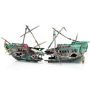 Aquarium Ornament Ship Air Split Shipwreck Fish Tank Bowl Decor Sunk Wreck Boat