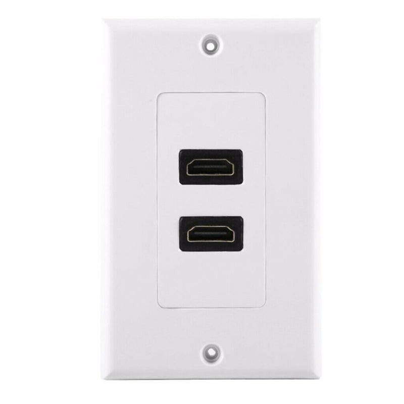 1/2 Port HDMI 2.0 Wall Face Plate Panel Cover Coupler Outlet Extender, White