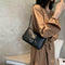 Women PU Leather Totes Handbags Solid Travel Shopping Shoulder Bags (Black) A#S