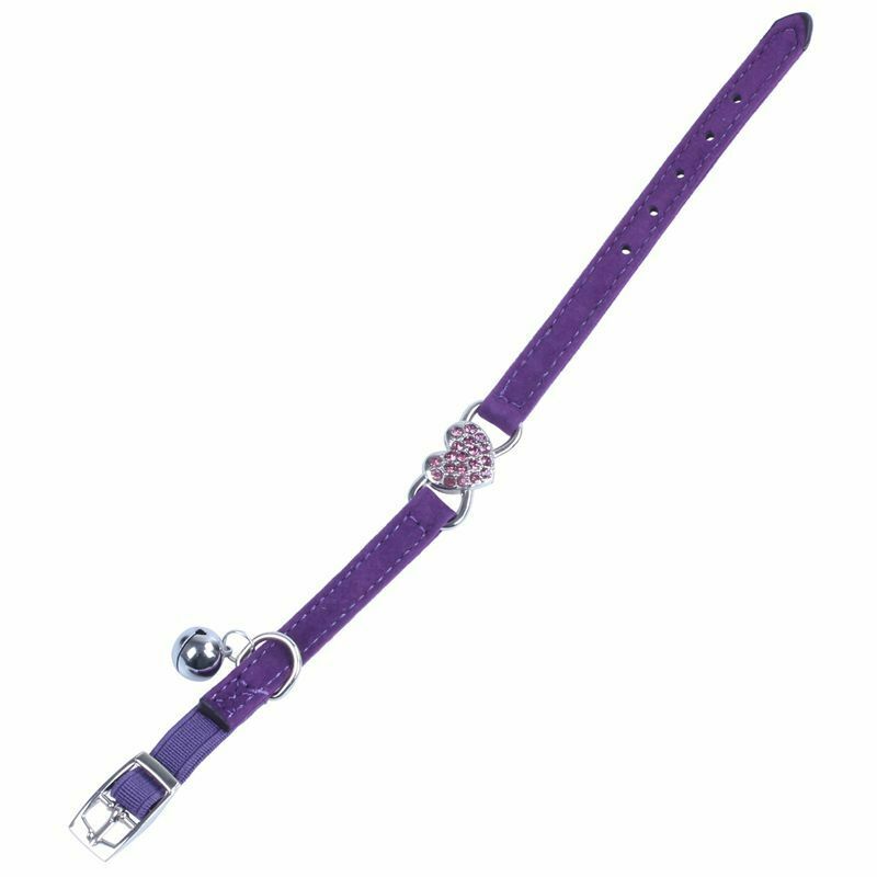 Heart charm and bell cat collar safety elastic adjustable with soft velvet  H8R9