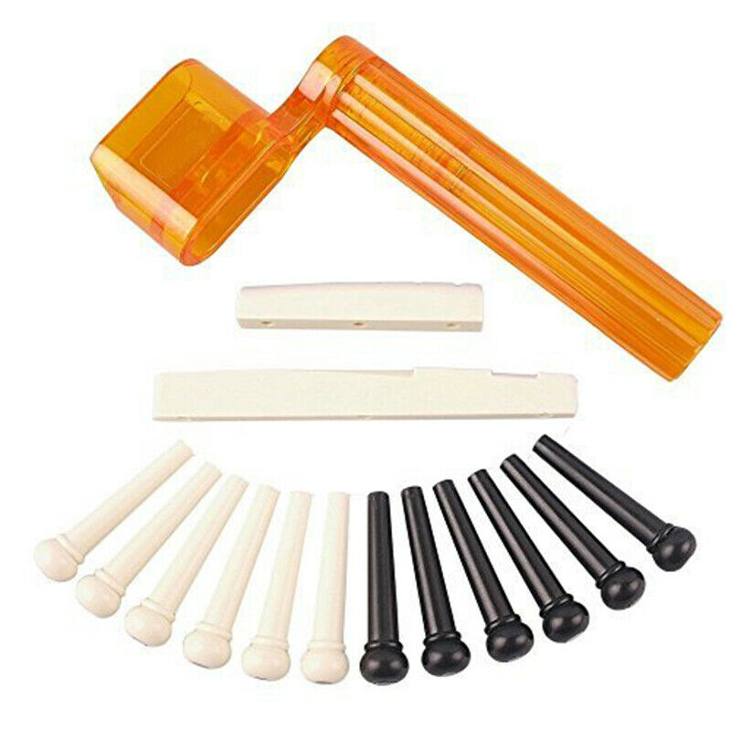 Tint Bridge Pin+String Winder Plus Nut Saddle Set for Acoustic Guitar, Blac