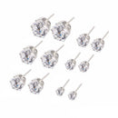 6 Pairs/Set Women's Fashion Jewelry White  Zircon CubicCrystal Ear Stud Earrings