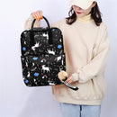 Cute Pony Print Backpack Women Casual Rucksack Girls School Bag (Black) A