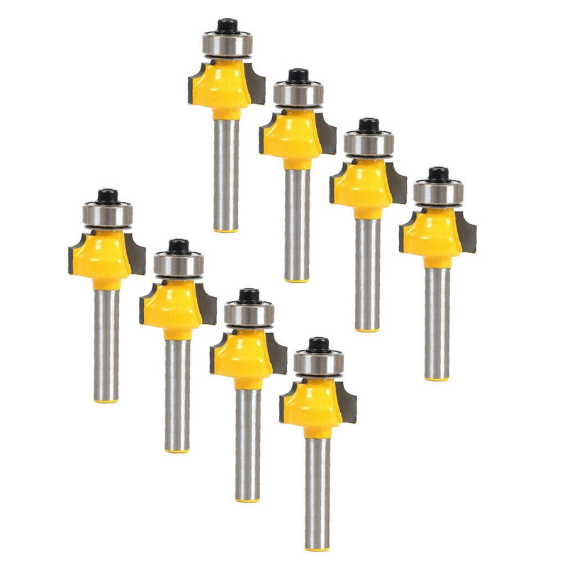 8Pcs 1/4" Shank 1/8" Radius Round Over Router Bit Woodworking Chisel Cutter