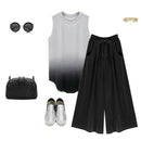 Spring Autumn Ladies Loose Streetwear Plus Size Elegant Femme Wide Leg Pant C2Y3