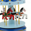 Wooden Merry-GO-Round Carousel Music Box  Wind Up Music Box  Blue with Dot