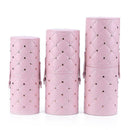 Fashion Leather Makeup Brush Storage Case Empty Holder Organizer (Pink M) A