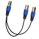 3 Pins XLR Female to 2 XLR Male Jack Y Cable Connecting Wire, Blue Black