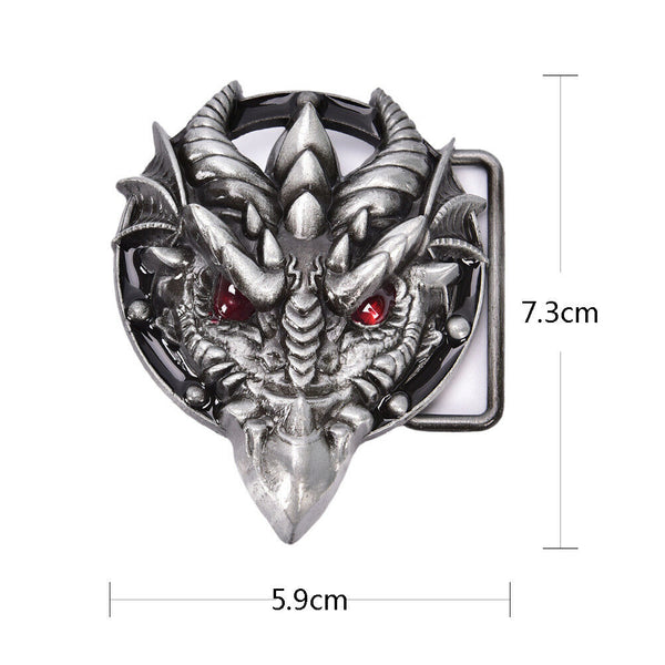 Men's belt buckle 7.3cm dragon head black pattern bronze metal pin bucklesS Gw