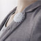 White Handmade Fabric Flower Boutonniere Men's Tuxedo Lapel Brooch Pin Stick