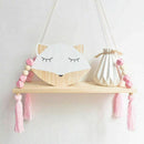 Wooden Wall shelf Hanging Tassel Children baby Nordic Style Wall Frame pink Q5A5