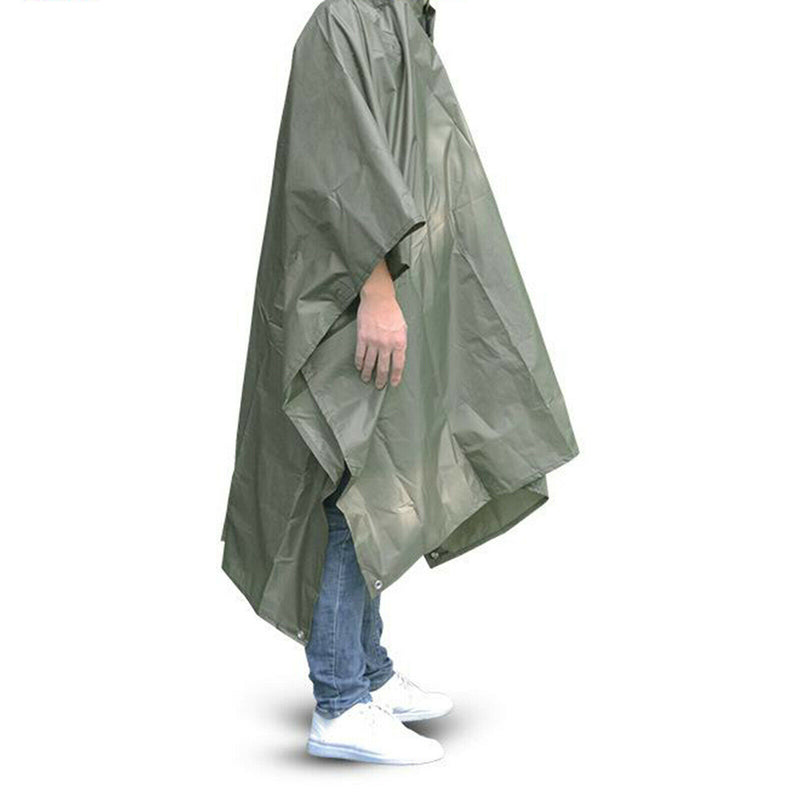 Raincoat Hooded Rain Coat Jacket Outdoors Poncho Ground Sheet Eyelet Shelter