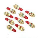 10Pcs/set Enamel Alloy Crystal Lipstick Charms Pendant Jewelry Craft DIY Mak BX