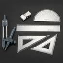 Students 7 in 1 Black Clear Plastic Ruler Compass Geometric Drafting Tool S A8Z7