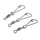50pcs Stainless Steel Fishing Rolling Swivels with Hooked Snap Length 2.5cm