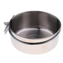 2 Pcs Stainless Steel Cage Coop Hook Cup Bird Dog Animal Food Water Bowl