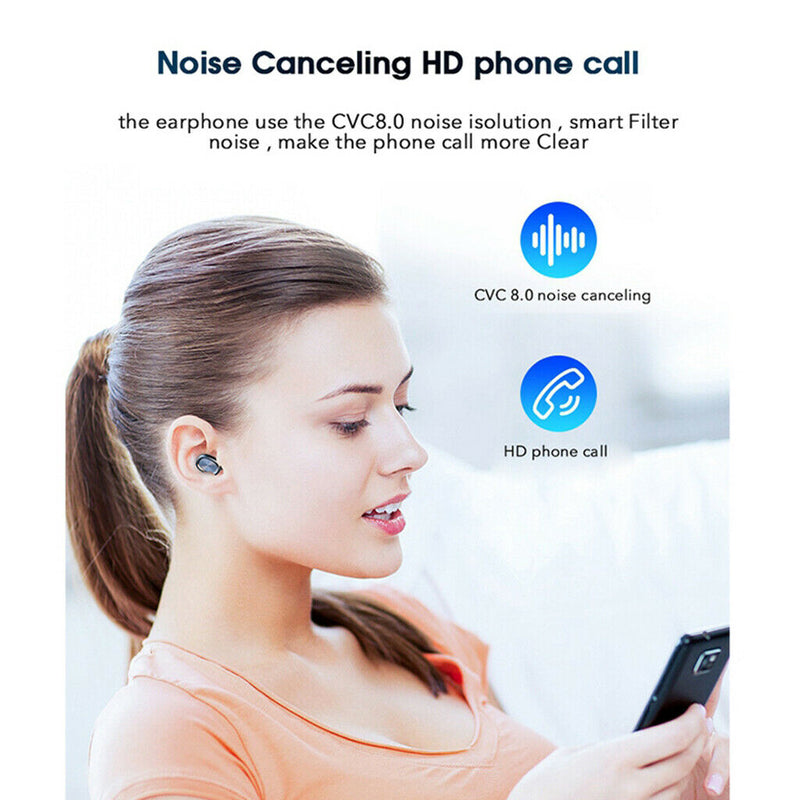 Bluetooth V5.0 Earphones Touch Control Wireless Headphones With LED Display