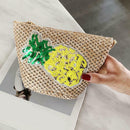 1x pineapple pattern Straw Bags Women Summer Bag Woven Beach Cross Body M KNK