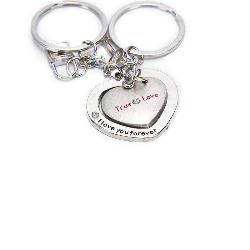 2Pcs Novelty Fashion Love Heart Keyring Couple Keychain Key Ring Gift