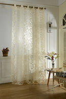 Beige Jacquard Big Flower Eyelet Curtain Sheer Living Room Valance 1x2.5M