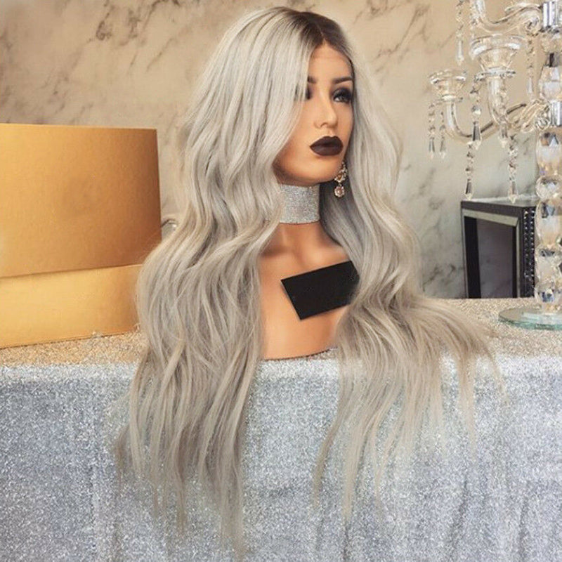 68cm Long Straight Slight Curl Hair Full Wig Synthetic Hair Heat Resistant Wig