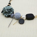 Women Geometric Fabric Flower Elegant Exquisite Necklace Jewelry Blue